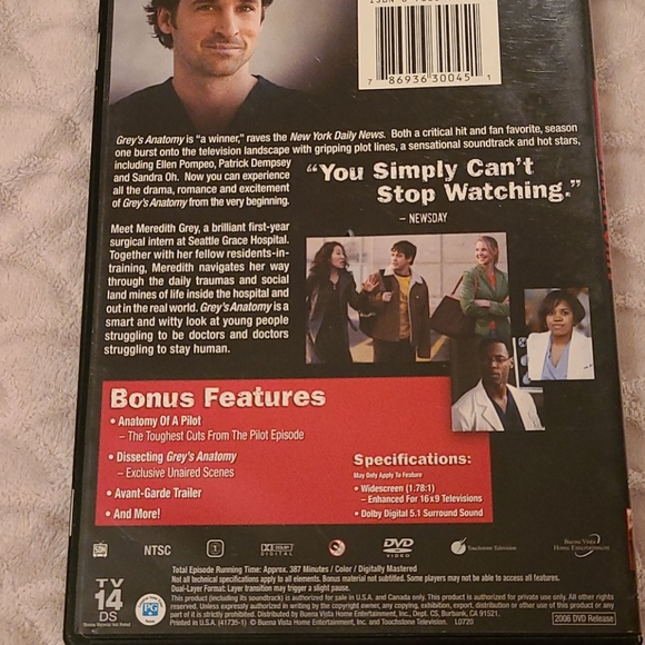 GREY'S ANATOMY Season One DVD 📀 - Picture 3 of 3